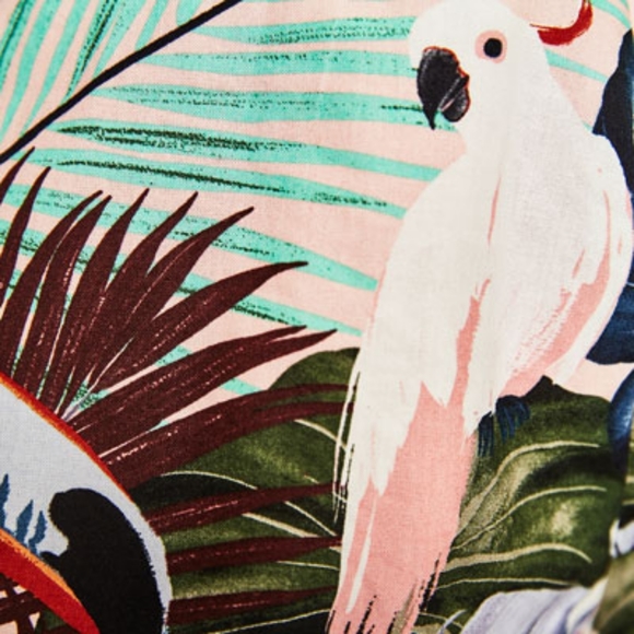 ZARA Tropical Birds Toucan Cockatoo Collared Shirt Blouse - Picture 16 of 16